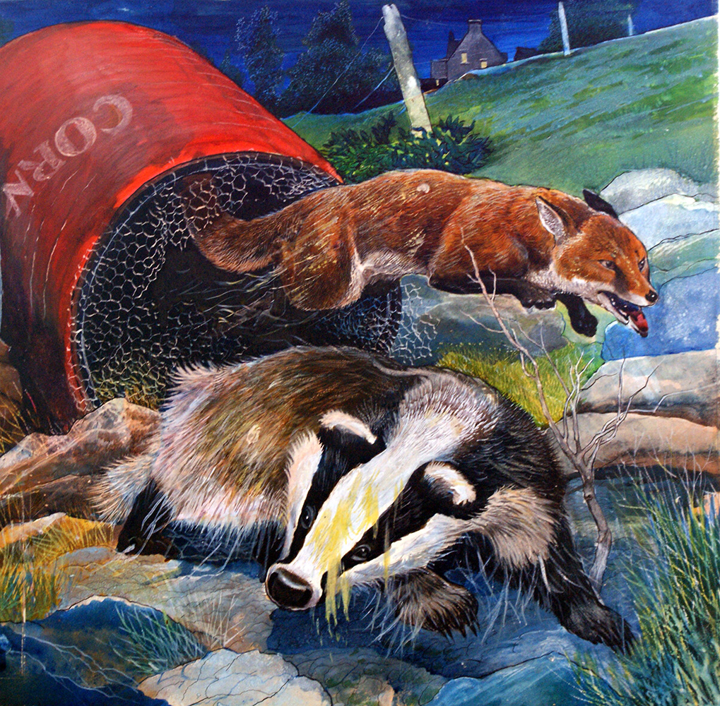 Badger and Fox (Original) art by G W Backhouse Art at The Illustration Art Gallery