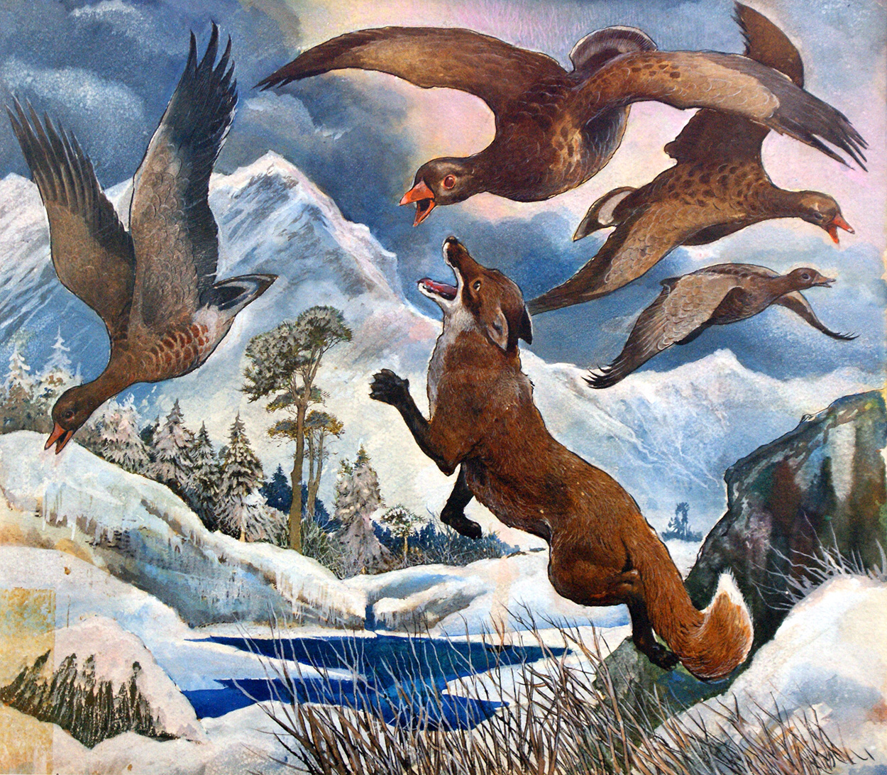 Fox and Geese (Original) art by G W Backhouse Art at The Illustration Art Gallery