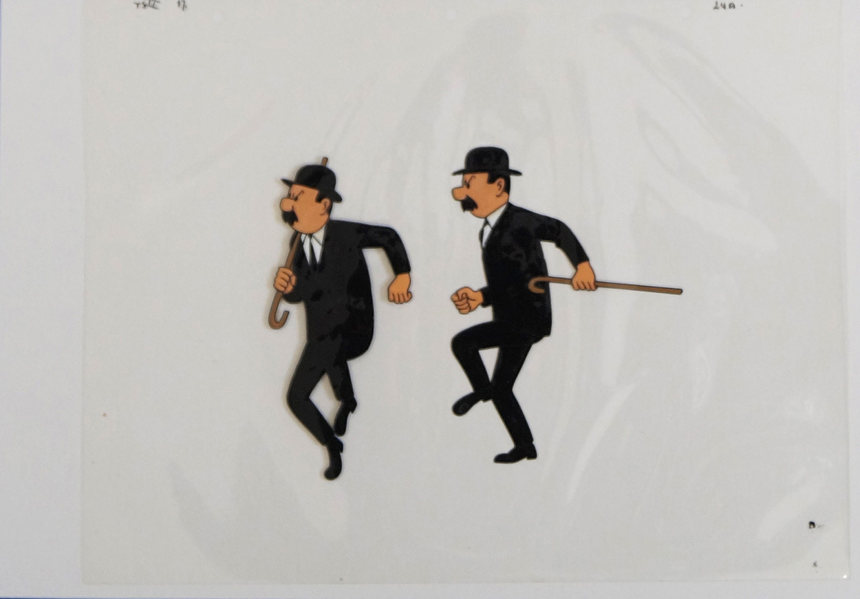 Dupont et Dupond (Thompson Twins: Tintin) - Animation Cel and Production Drawing (Original) art by Tintin at The Illustration Art Gallery