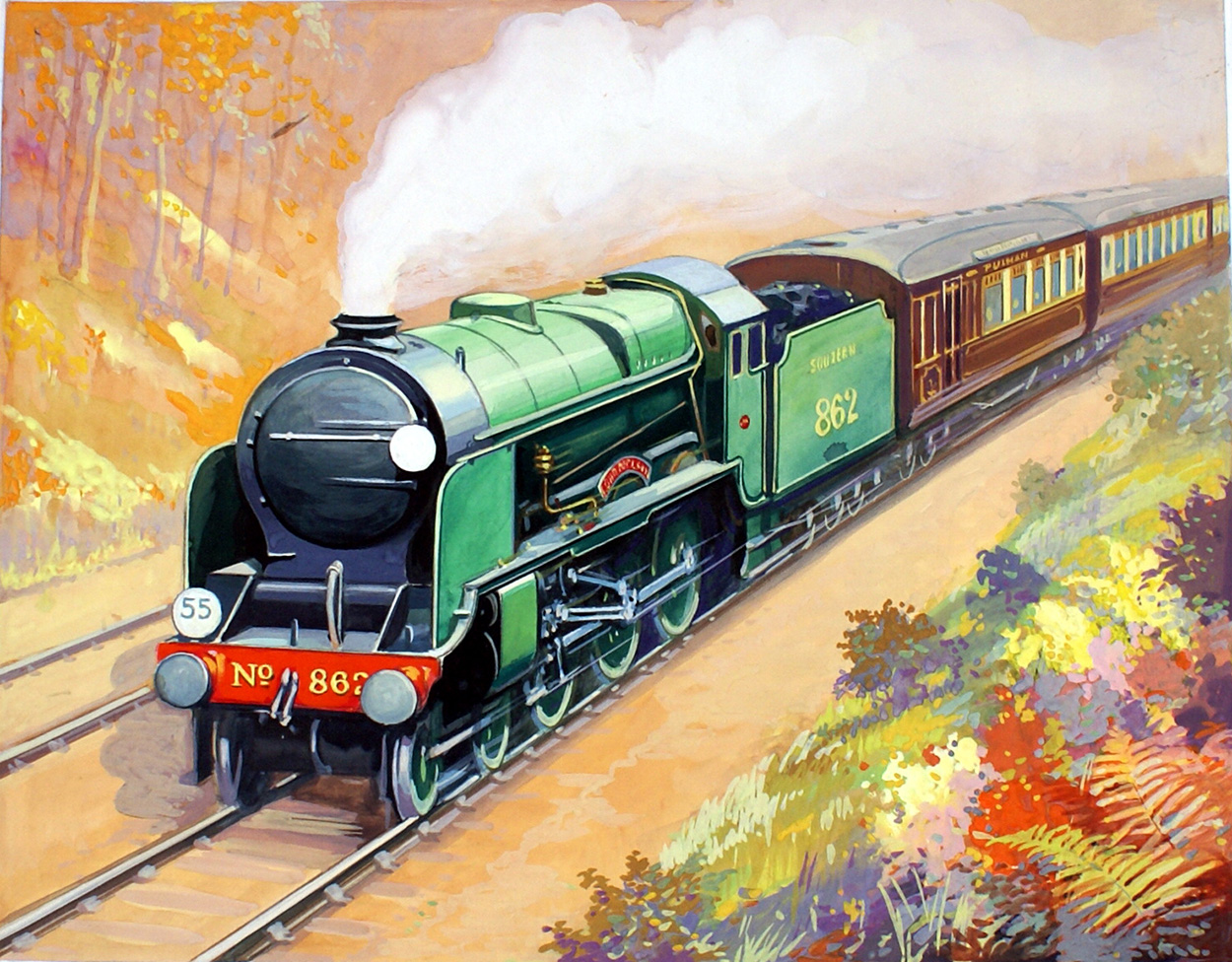 Southern Region Steam Engine no.862 (Original) art by Geoffrey Day at The Illustration Art Gallery