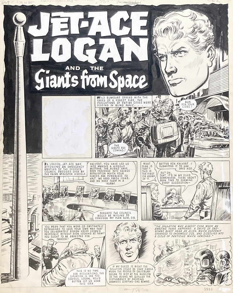 Jet-Ace Logan - The Giants from Space (Original) art by John Gillatt Art at The Illustration Art Gallery