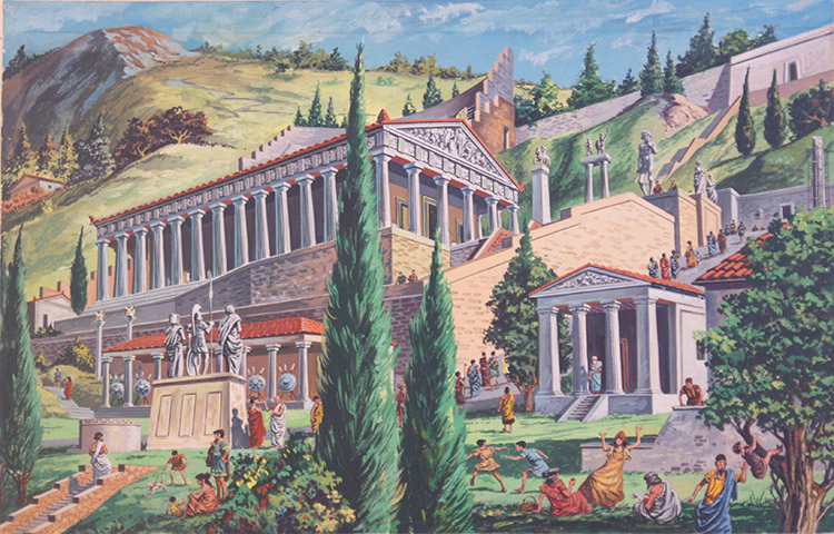 The Temple of Apollo at Delphi (Original) by Ruggero Giovannini Art at The Illustration Art Gallery