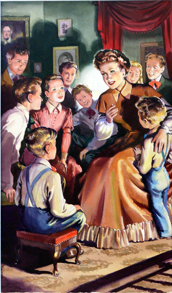 Little Men Aunt Jo Tells a Tale (Original) (Signed) art by Jack Hardee Art at The Illustration Art Gallery