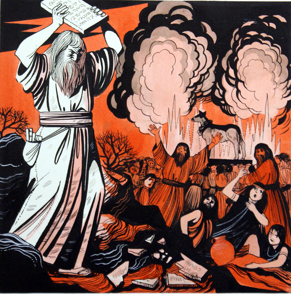 Moses Breaking the Tablets (Original) art by Richard Hook Art at The Illustration Art Gallery