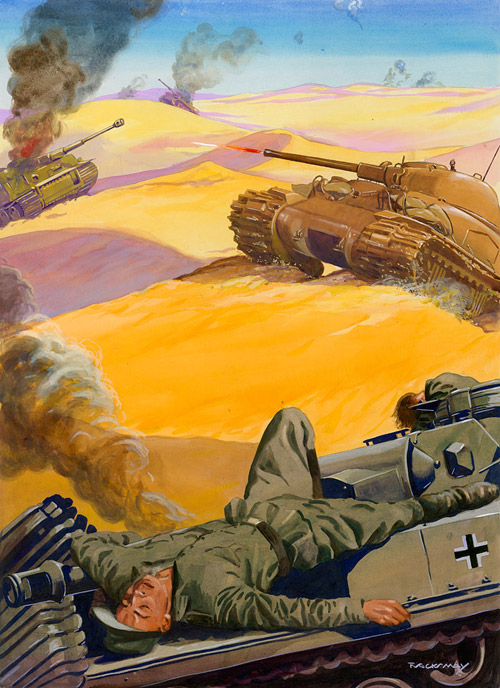 Tank Battle (Original) (Signed) by F Stocks May Art at The Illustration Art Gallery