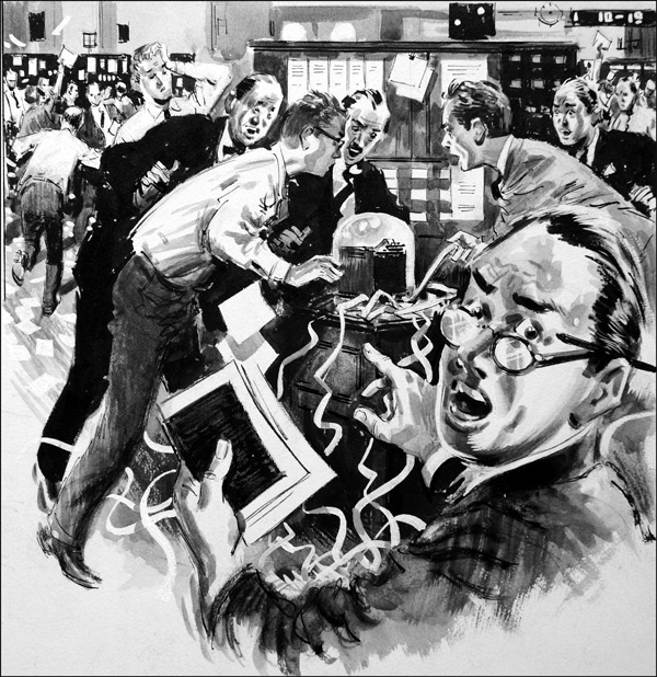 Wall Street Crash (Original) by Colin Merrett Art at The Illustration Art Gallery