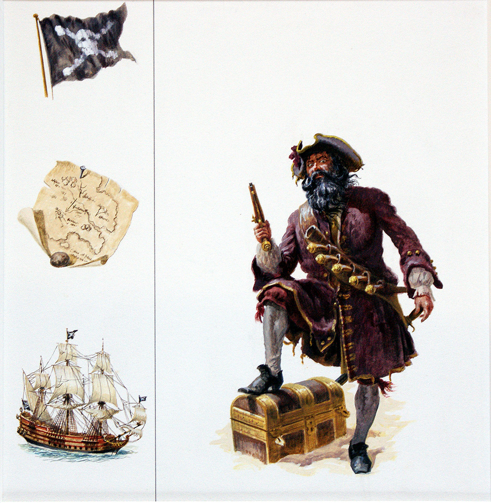 Blackbeard The Pirate (Original) art by Edward Mortelmans Art at The Illustration Art Gallery