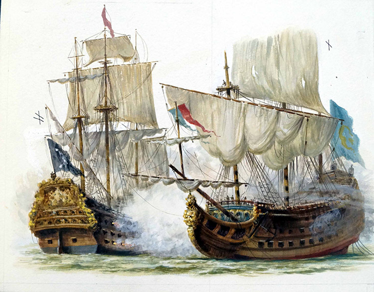 A Battle At Sea (Original) by Edward Mortelmans Art at The Illustration Art Gallery