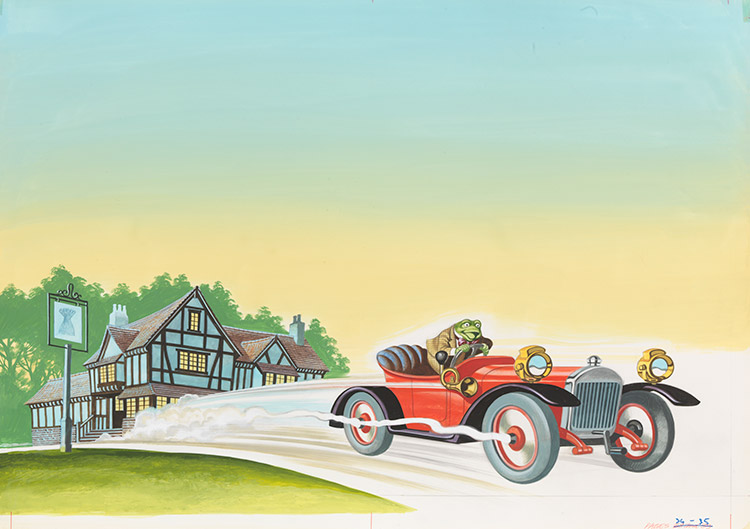 The Wind in the Willows - Toad in his Motorcar (Original) by Wind in the Willows (Ron Embleton) at The Illustration Art Gallery