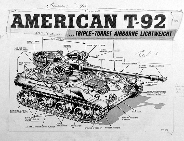 American T-92 Tank (Original) by Peter Sarson Art at The Illustration Art Gallery