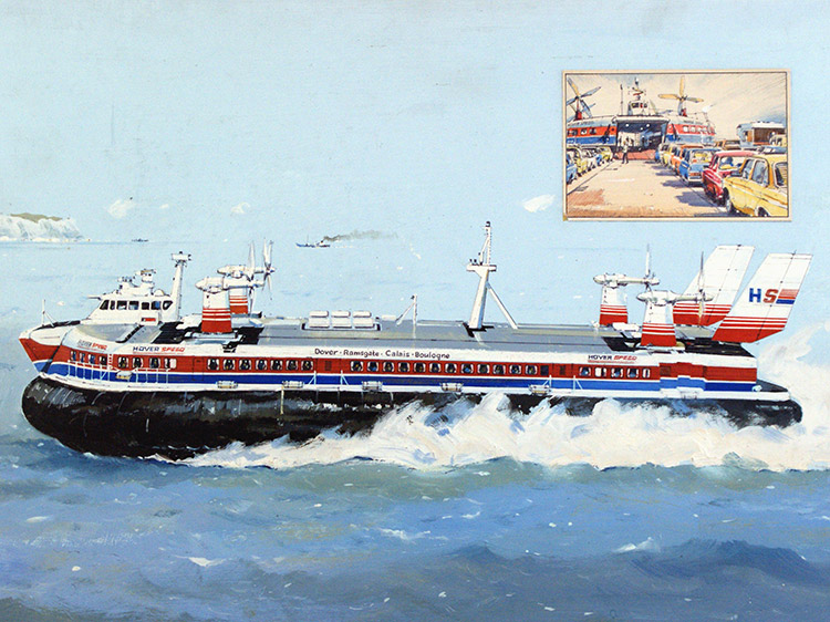 Hovercraft Cross Channel Ferry (Original) by John S Smith Art at The Illustration Art Gallery
