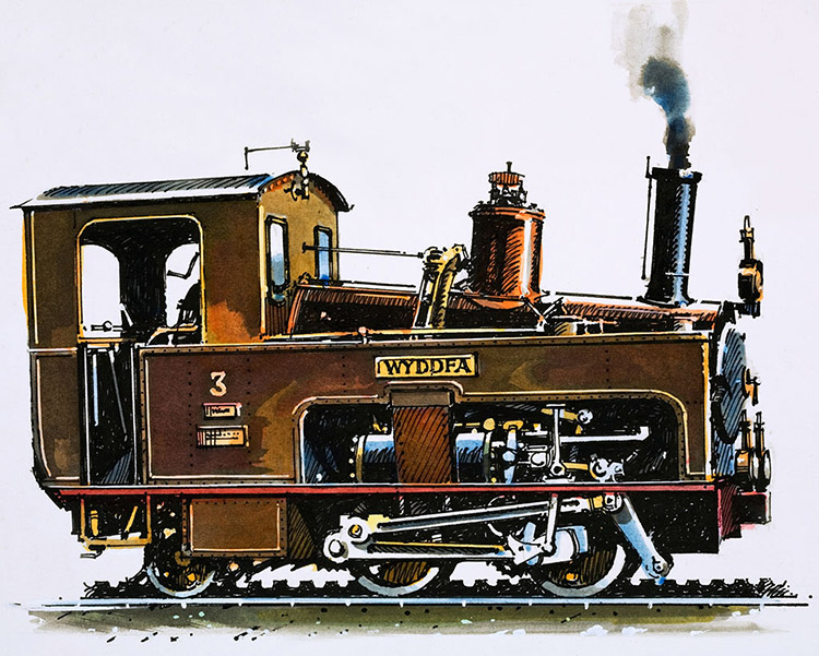 Locomotive of the Snowdon Mountain Railway (Original) by John S Smith Art at The Illustration Art Gallery