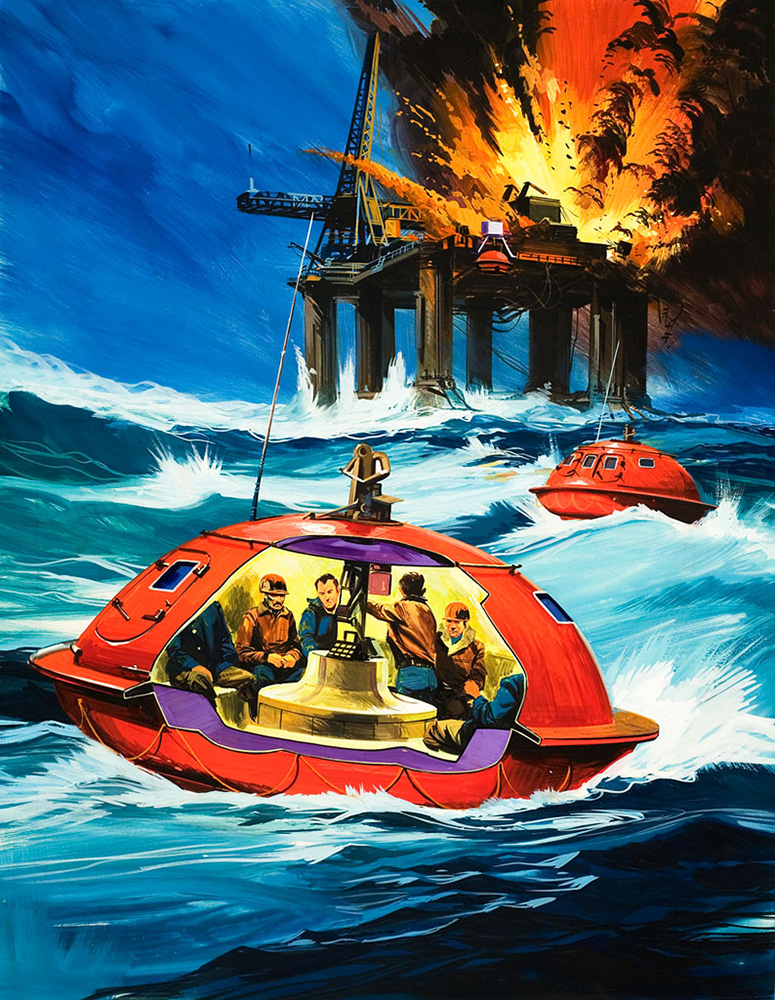 North Sea Explosion (Original) art by Gerry Wood Art at The Illustration Art Gallery